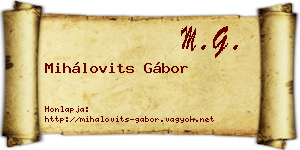 Mihálovits Gábor névjegykártya